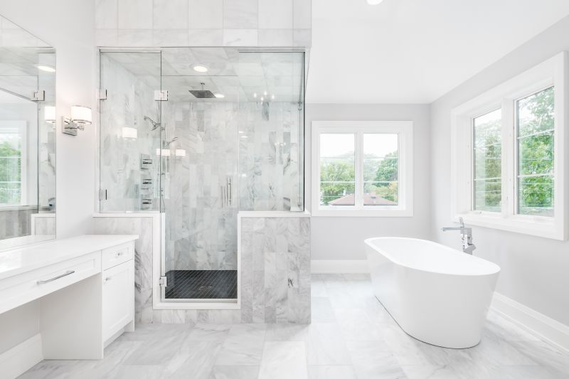 Marble Tile Accents in Shower